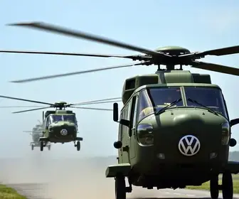 Helicópteros da Força Aérea e do Exército pousam na Volks